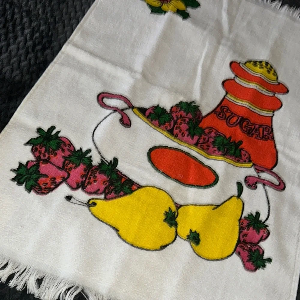 Colorful Fruit Pattern Towels set of 2 retro vintage dish towels
